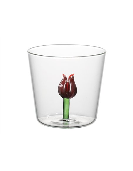 Verre fleur rose - itotal