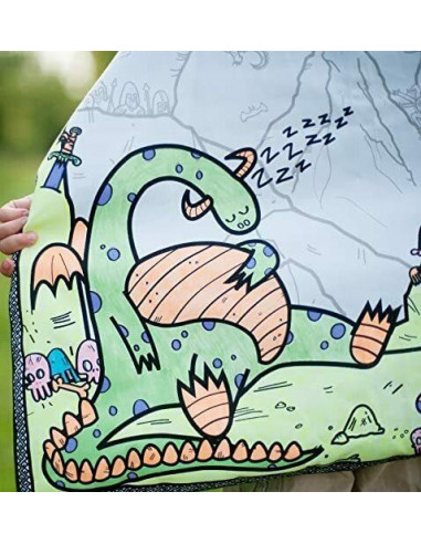 Cape à colorier - Dragon, vert / 4-7 ans