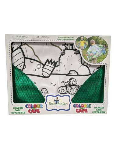 Cape à colorier - Dragon, vert / 4-7 ans