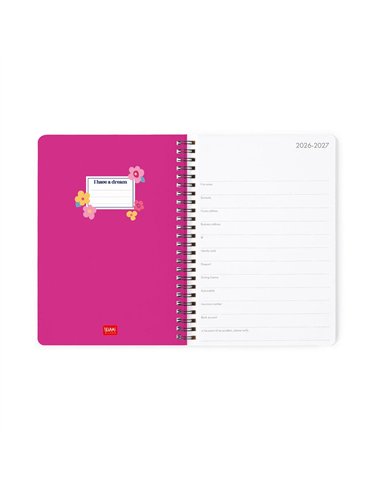 Agenda 2026/2027 Semainier 16 Mois - Flowers - Avec Spirale - Large - legami
