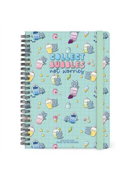 Agenda 2026/2027 Semainier 16 Mois - Kitty Bubble Tea - Avec Spirale - Large - legami