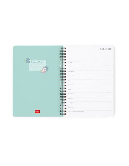 Agenda 2026/2027 Semainier 16 Mois - Kitty Bubble Tea - Avec Spirale - Large - legami