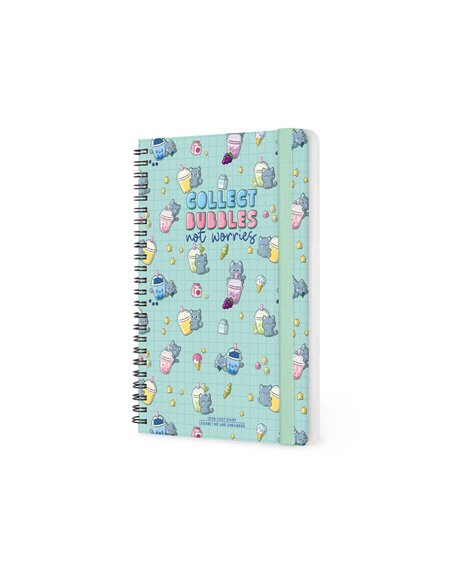 Agenda 2026/2027 Semainier 16 Mois - Kitty Bubble Tea - Avec Spirale - Large - legami