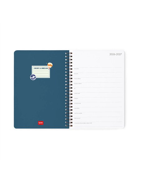 Agenda 2026/2027 Semainier 16 Mois - Travel Stickers - Avec Spirale - Large - legami