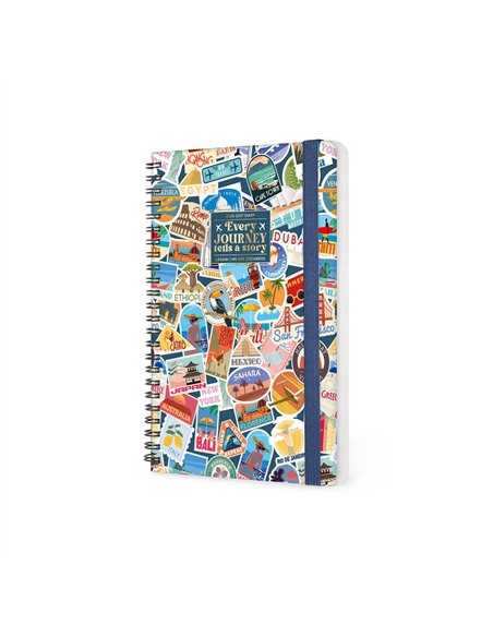 Agenda 2026/2027 Semainier 16 Mois - Travel Stickers - Avec Spirale - Large - legami