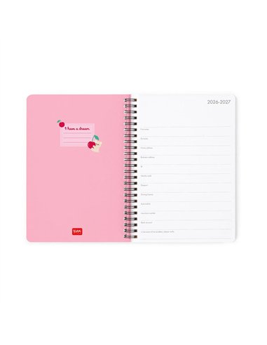 Agenda 2026/2027 Semainier 16 Mois - Teddy Bear Pink - Avec Spirale - Large - legami