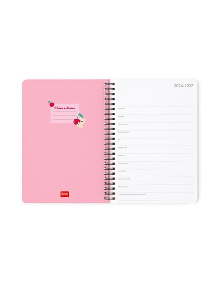 Agenda 2026/2027 Semainier 16 Mois - Teddy Bear Pink - Avec Spirale - Large - legami