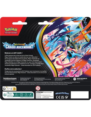 Pokémon ME04 : pack 3 boosters méga évolution chaos ascendant