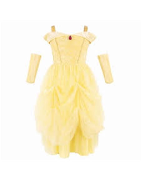 Robe de princesse velours, Reine à la rose, robe et brassards, jaune - great pretenders