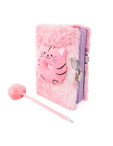 Journal intime peluche - Squishy chat, 2 styles assortis - great pretenders