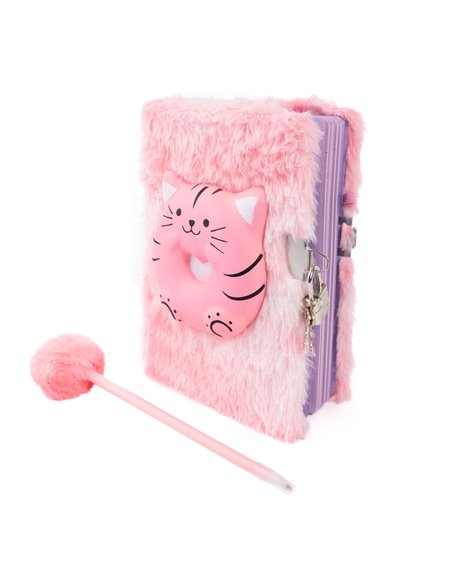 Journal intime peluche - Squishy chat, 2 styles assortis - great pretenders