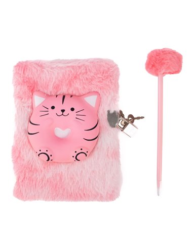 Journal intime peluche - Squishy chat, 2 styles assortis - great pretenders