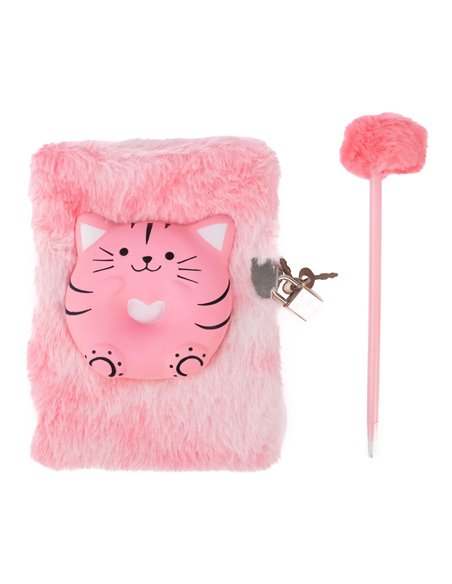 Journal intime peluche - Squishy chat, 2 styles assortis - great pretenders