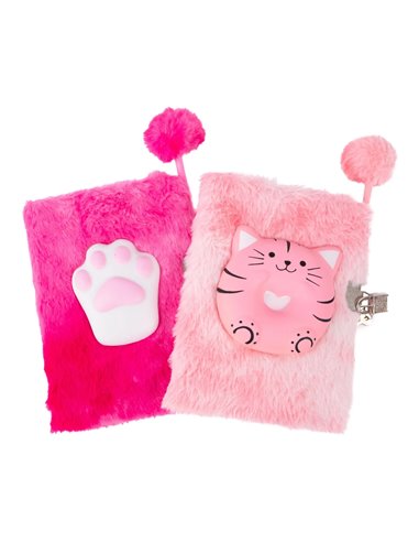 Journal intime peluche - Squishy chat, 2 styles assortis - great pretenders