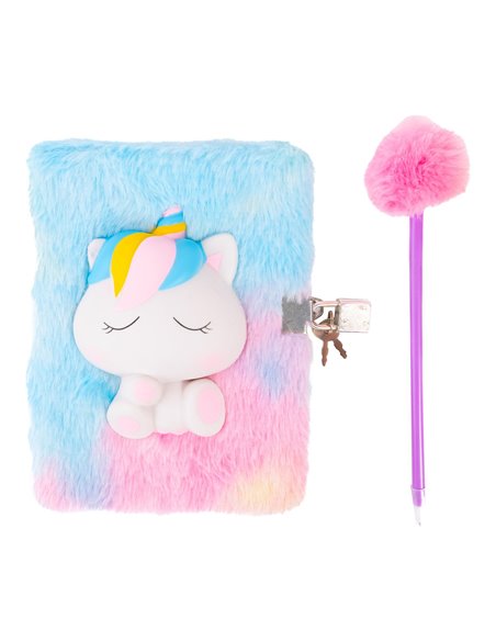 Journal intime peluche - Squishy licorne, 2 styles assortis - great pretenders