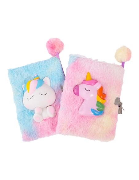 Journal intime peluche - Squishy licorne, 2 styles assortis - great pretenders