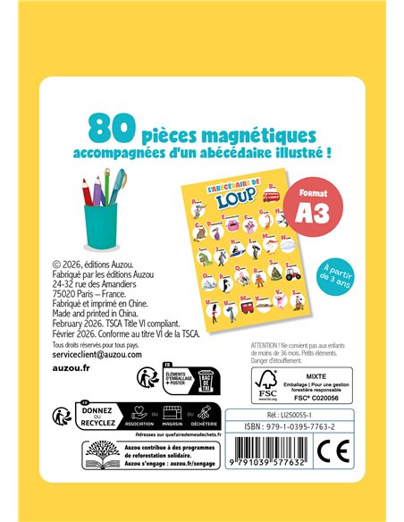MES LETTRES MAGNÉTIQUES EN BOIS LOUP - Auzou