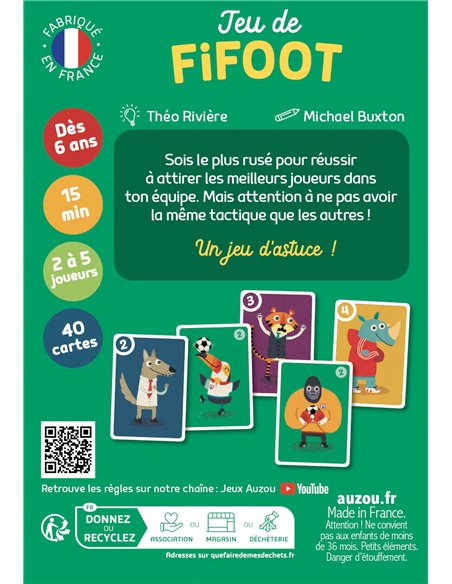 JEU DE CARTES - JEU DE FIFOOT - Auzou