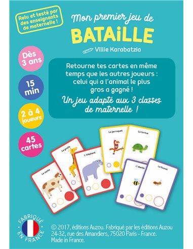 JEU DE CARTES - MON PREMIER JEU DE BATAILLE - ANIMAUX DU MONDE - Auzou