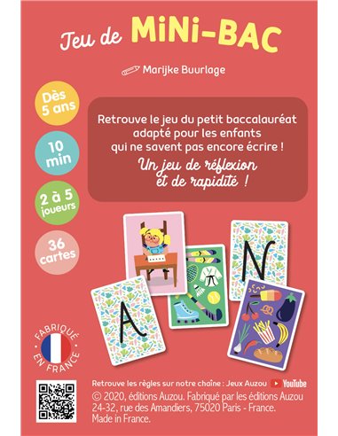JEU DE CARTES - JEU DU MINI-BAC - Auzou