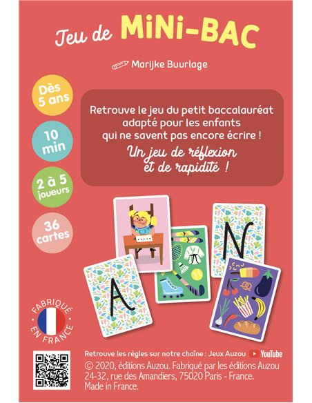JEU DE CARTES - JEU DU MINI-BAC - Auzou