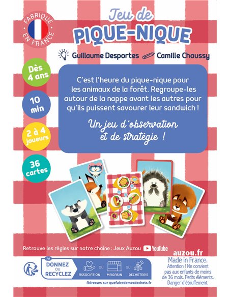 JEU DE CARTES - JEU DE PIQUE-NIQUE - Auzou