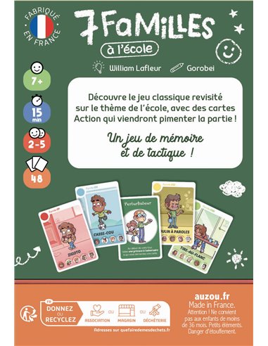 JEU DE CARTES - JEU DE 7 FAMILLES - À L'ÉCOLE - Auzou