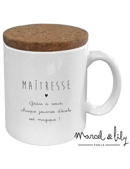 Mug Avec Son Couvercle En Liège - maitresse - Marcel & Lily