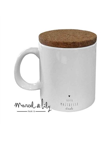 Mug Avec Son Couvercle En Liège - maitresse - Marcel & Lily