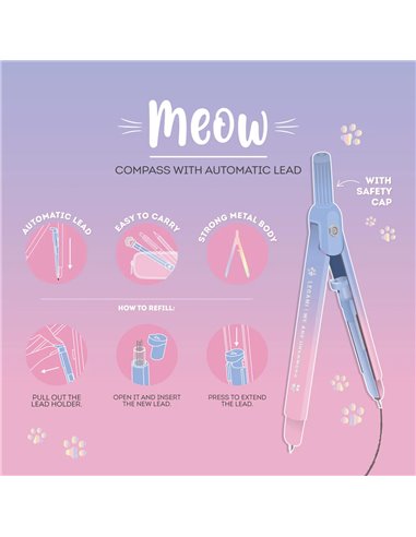 Compas à Mine Automatique - Meow kitty - Legami