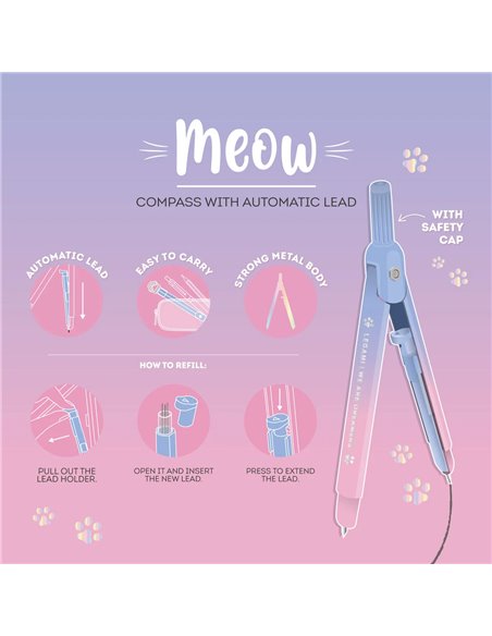 Compas à Mine Automatique - Meow kitty - Legami
