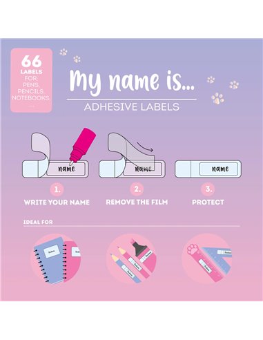 Étiquettes Adhésives avec Film Protecteur - My Name Is... - Kitty - LEGAMI