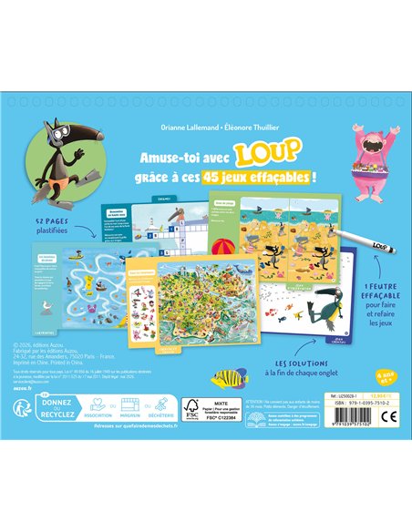 MES JEUX EFFAÇABLES LOUP - À TRAVERS LES OCÉANS ! - Auzou