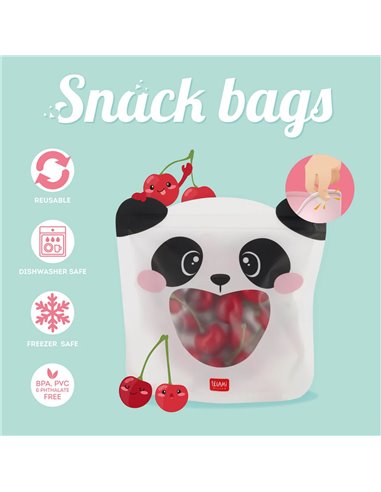 Set de 3 Pochettes Réutilisables pour Aliments - Panda - Snack Bags - Legami