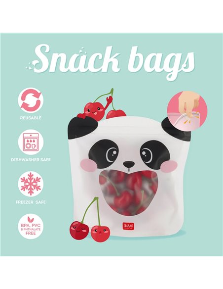 Set de 3 Pochettes Réutilisables pour Aliments - Panda - Snack Bags - Legami