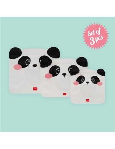 Set de 3 Pochettes Réutilisables pour Aliments - Panda - Snack Bags - Legami