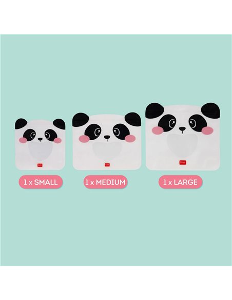 Set de 3 Pochettes Réutilisables pour Aliments - Panda - Snack Bags - Legami