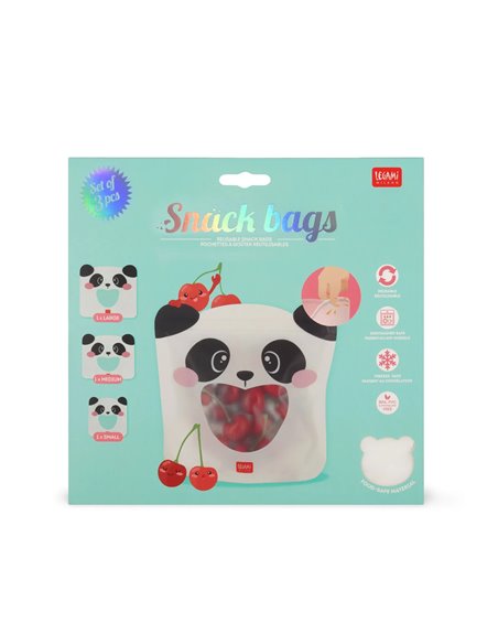 Set de 3 Pochettes Réutilisables pour Aliments - Panda - Snack Bags - Legami