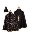 Cape de magicien réversible avec chapeau, noir, taille 4-6 ans