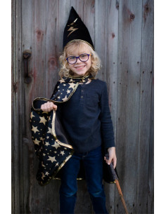 Cape de magicien réversible avec chapeau, noir, taille 4-6 ans 2