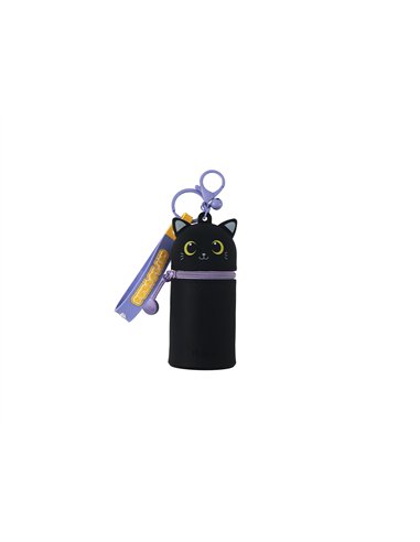 Porte-clés pochette en silicone chat noir - itotal
