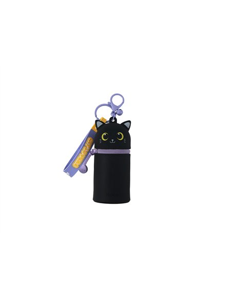 Porte-clés pochette en silicone chat noir - itotal