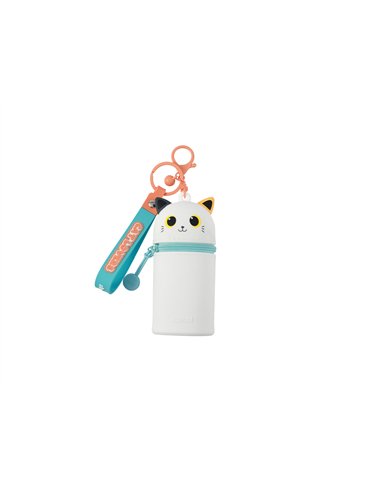 Porte-clés pochette en silicone chat blanc et orange - itotal 