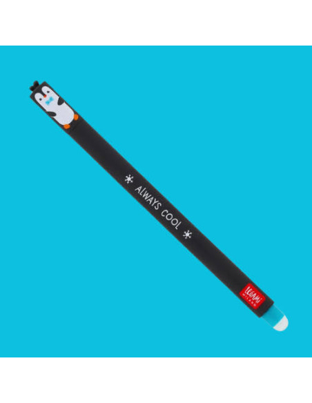 Stylo Gel Effaçable Pingouin Encre Noire - Legami