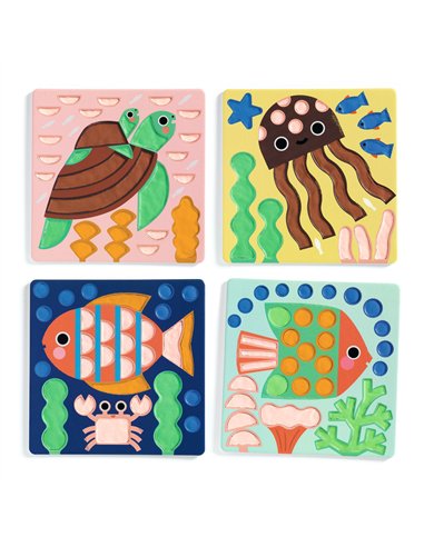 Coloriage à la pâte à modeler séchante - Coquins sous l'eau - Djeco