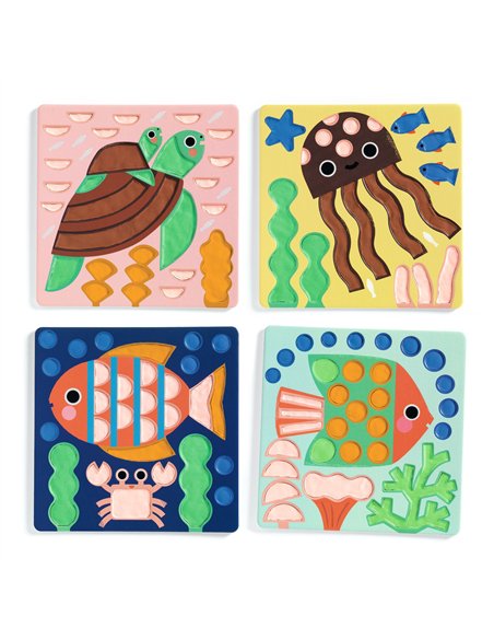 Coloriage à la pâte à modeler séchante - Coquins sous l'eau - Djeco