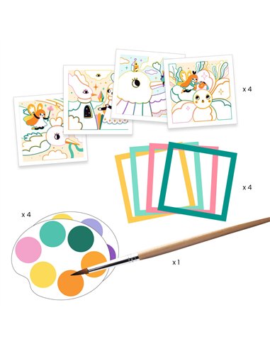 4 cartes à peindre -Jardin Féérique  - Djeco