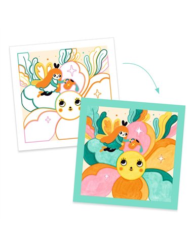 4 cartes à peindre -Jardin Féérique  - Djeco