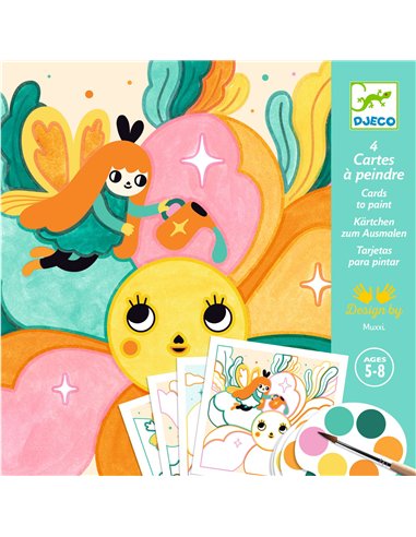4 cartes à peindre -Jardin Féérique  - Djeco