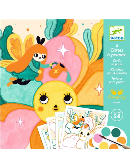 4 cartes à peindre -Jardin Féérique  - Djeco